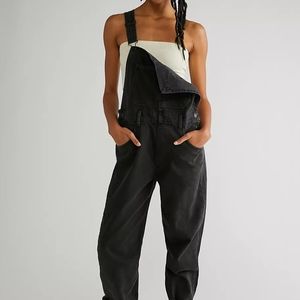 Free People Ziggy Denim Overalls, Faded Black, Small